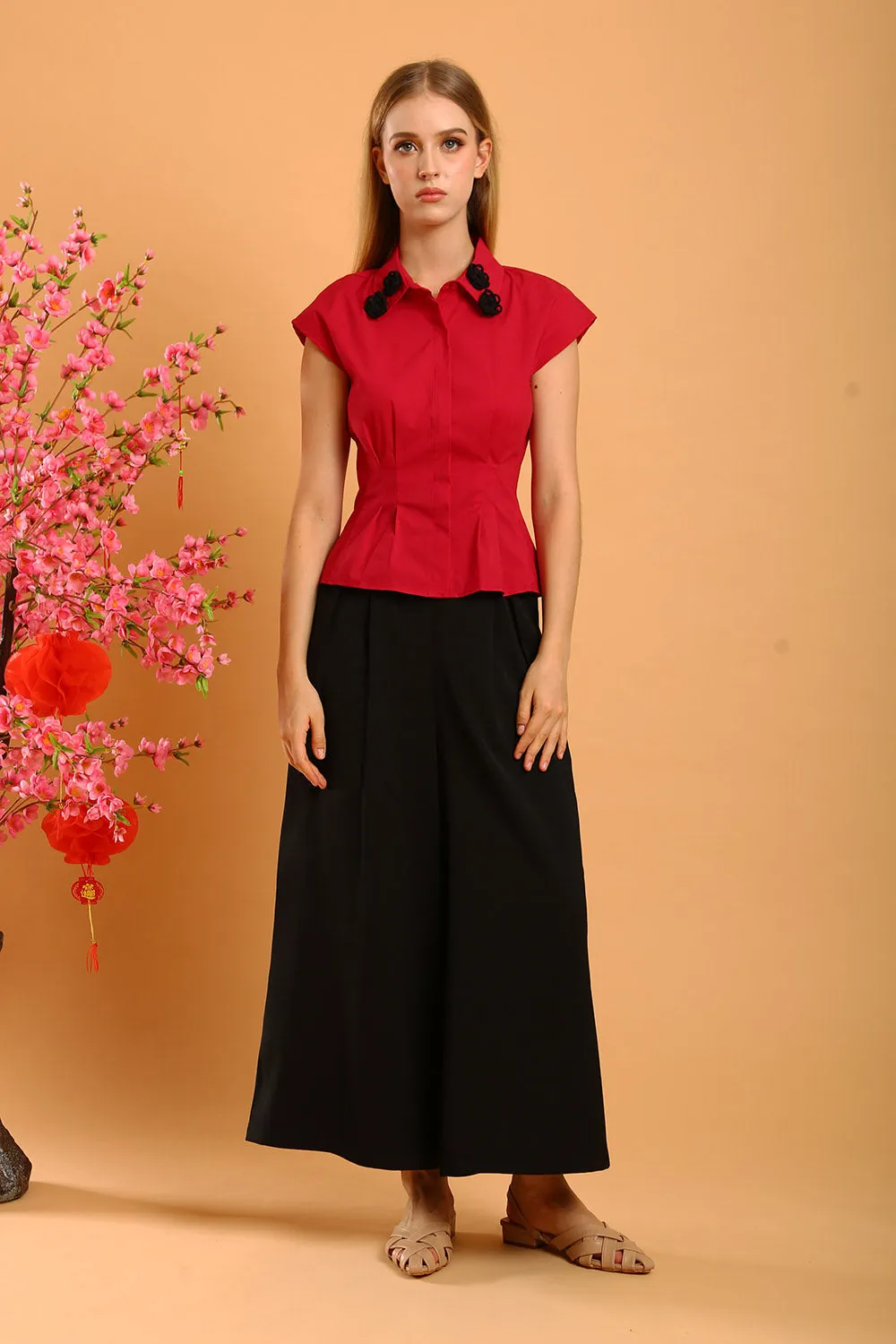 Liesa Wide Leg Pants in Black