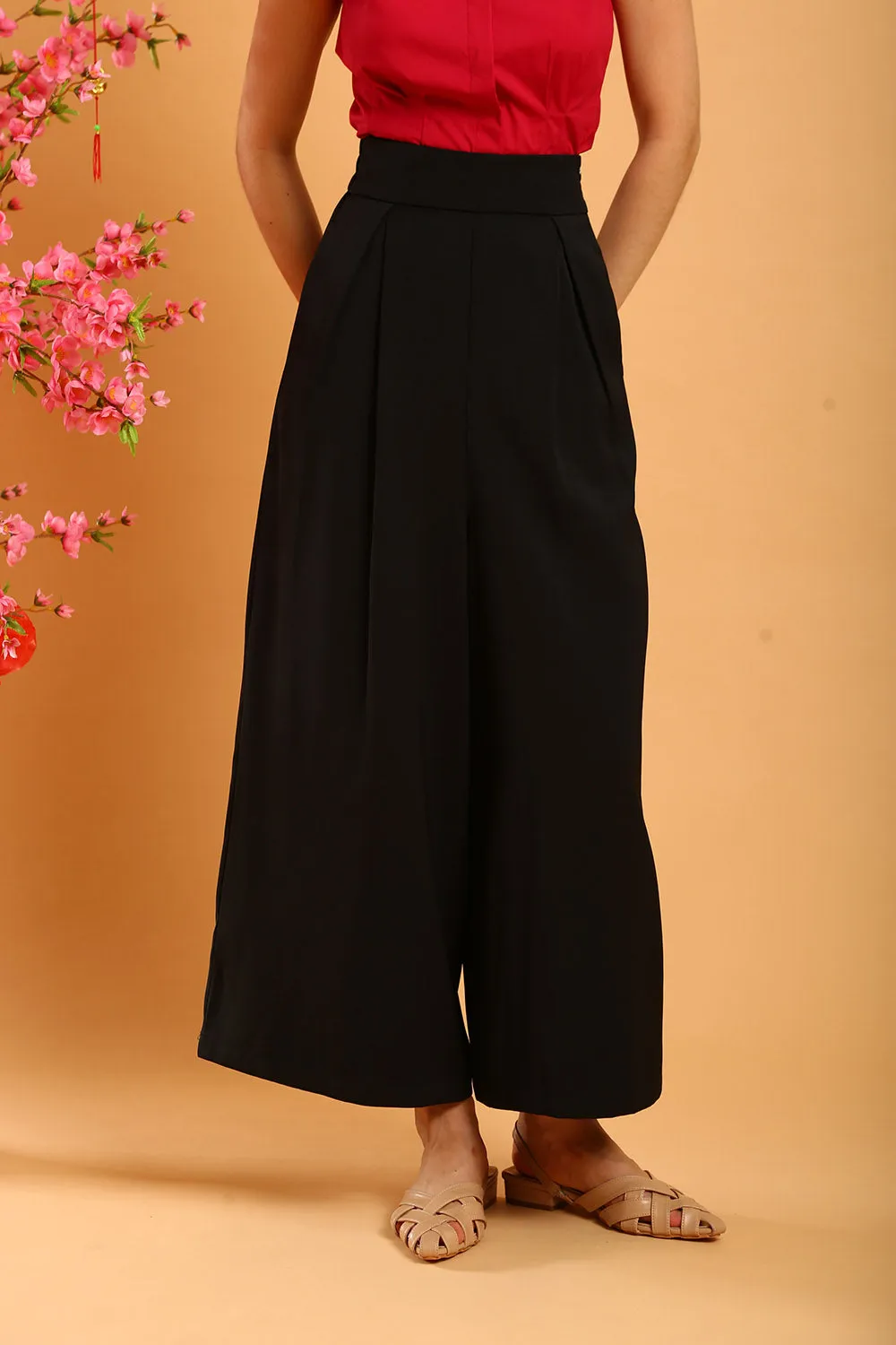 Liesa Wide Leg Pants in Black