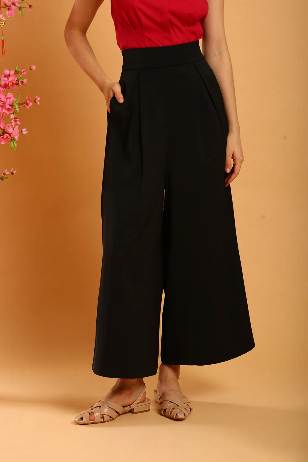 Liesa Wide Leg Pants in Black