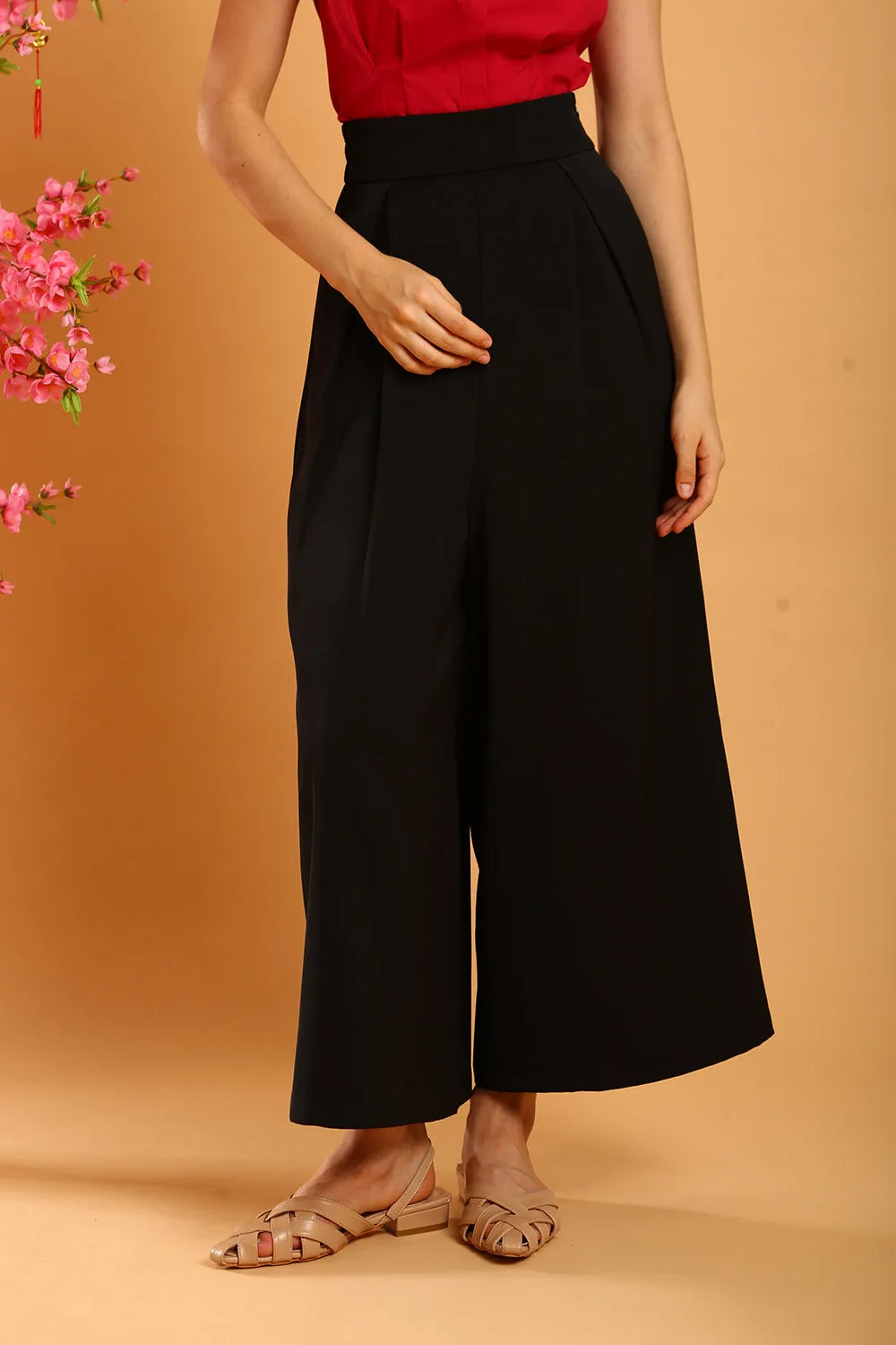 Liesa Wide Leg Pants in Black