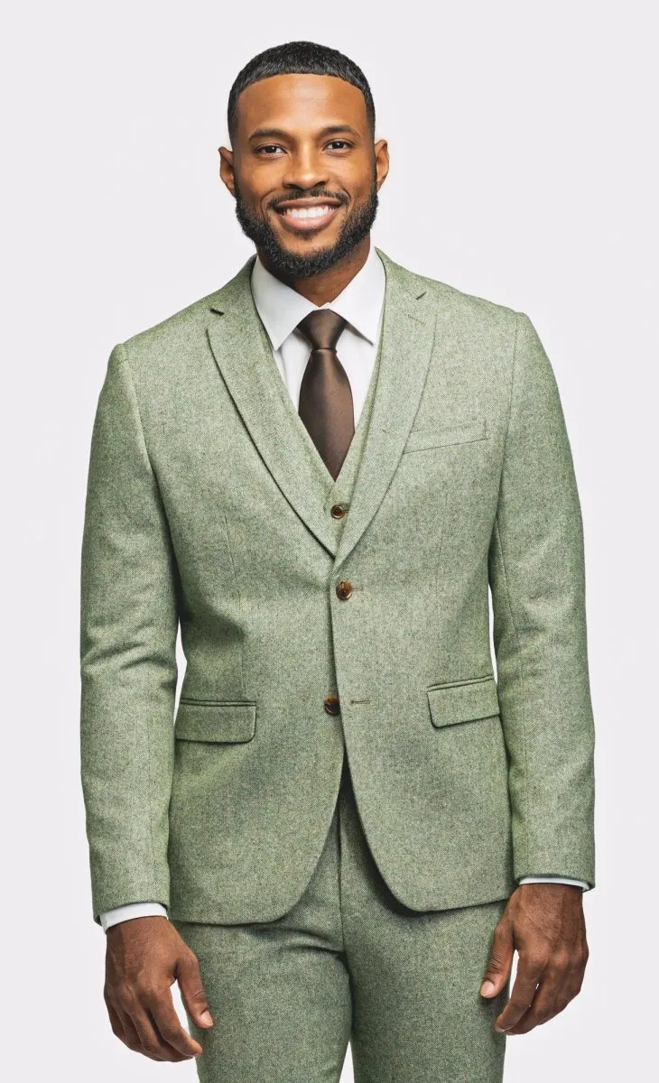 Light Green Tweed 3 Piece Suit