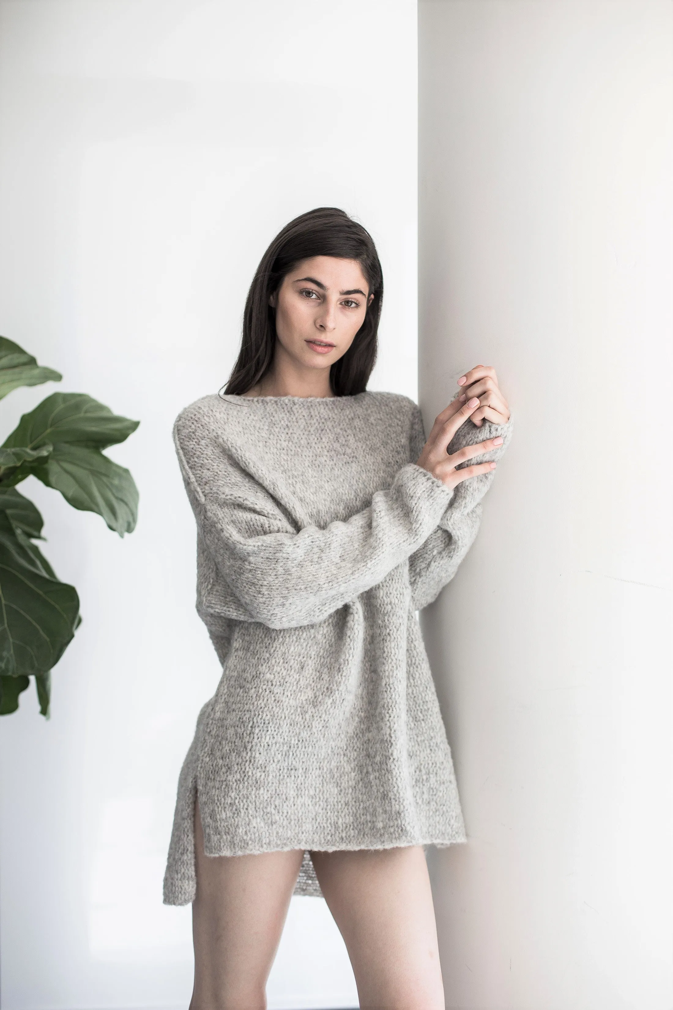 Light grey Alpaca sweater.