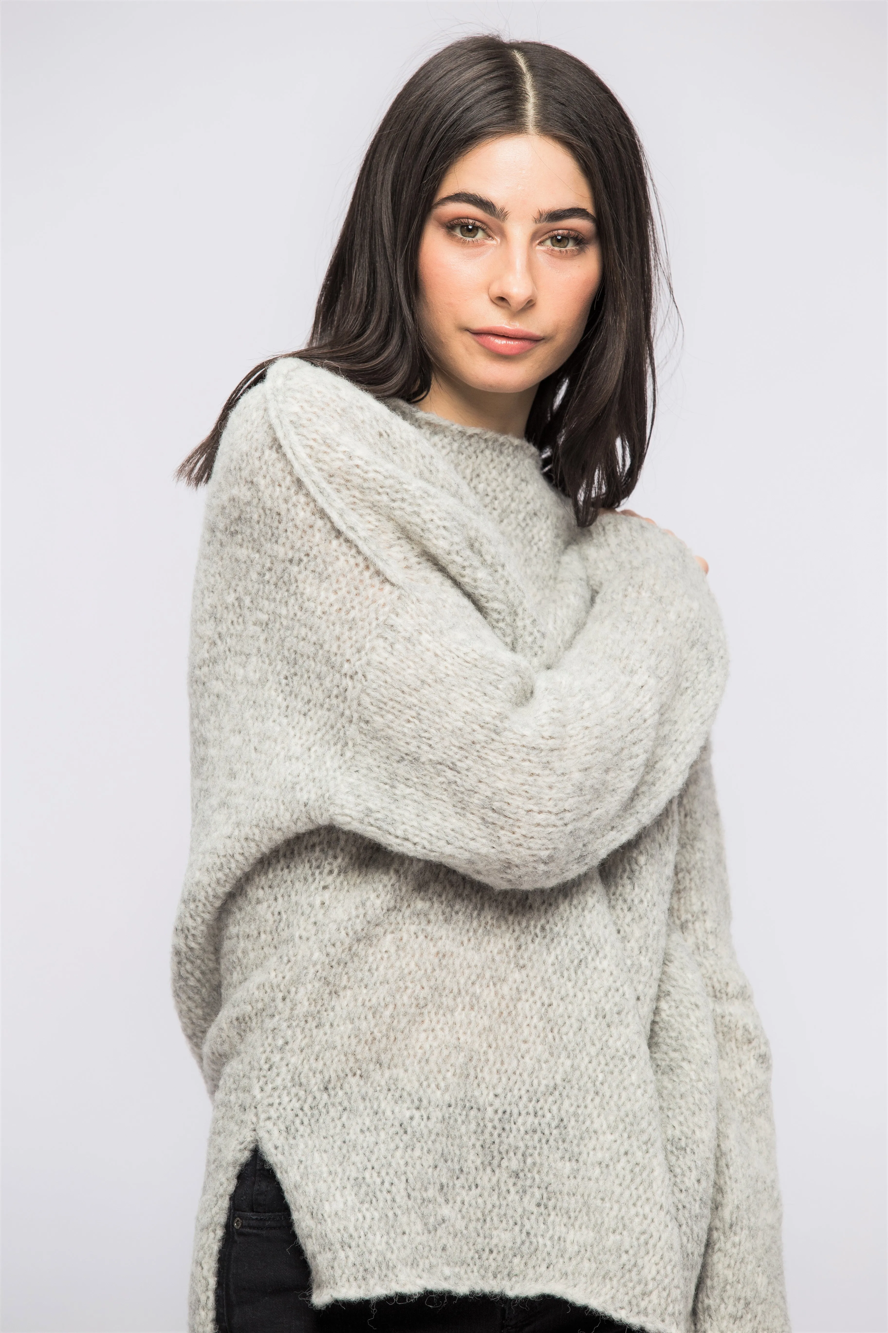 Light grey Alpaca sweater.