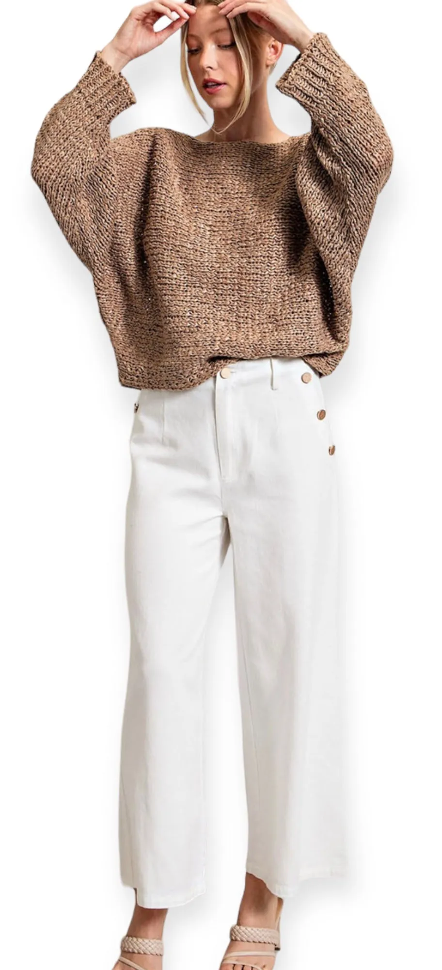 Lily's Loose Fit Knit Sweater Top- Mocha