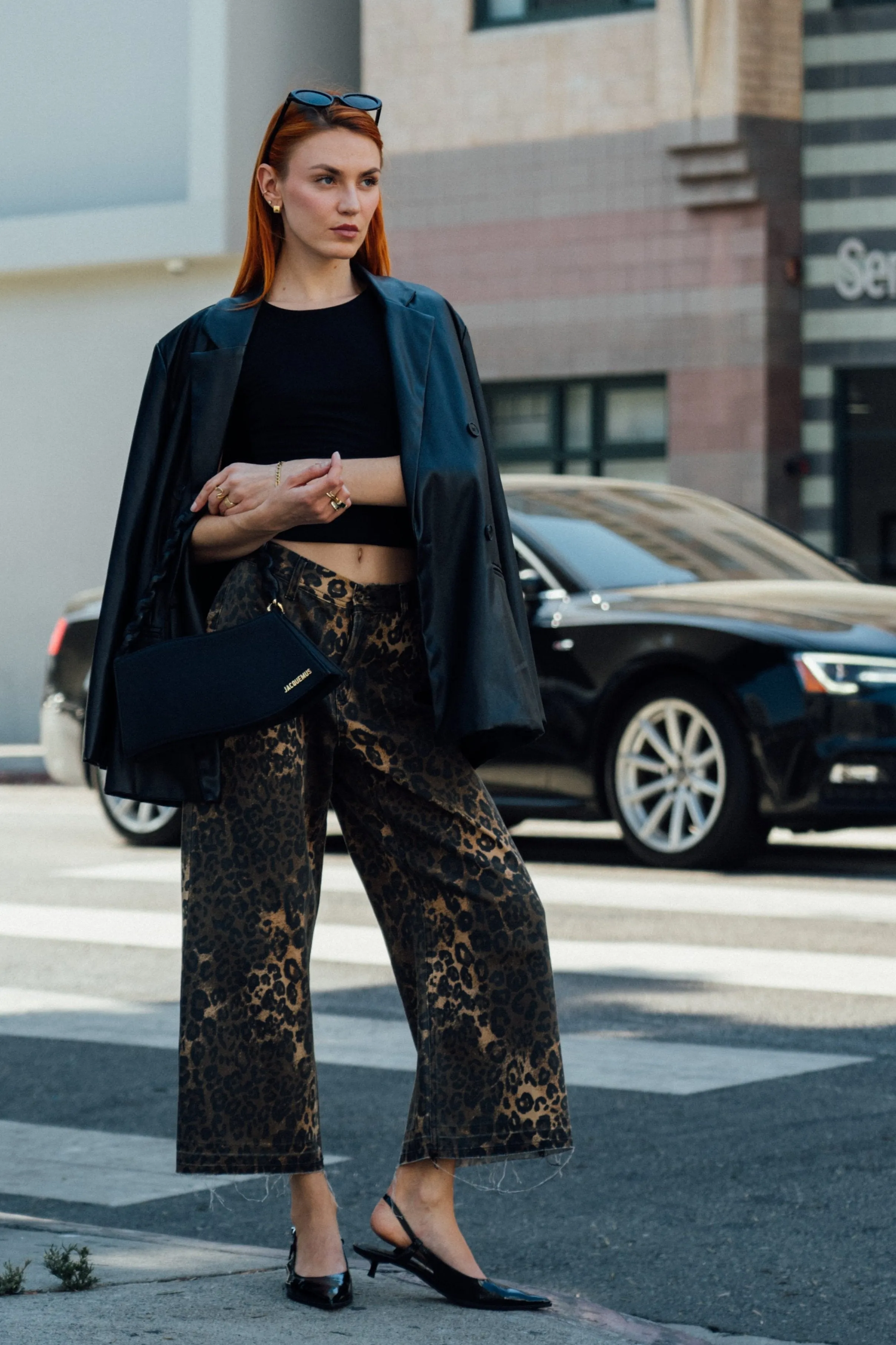 Marina Wide Leg Crop Pants - Brown Leopard