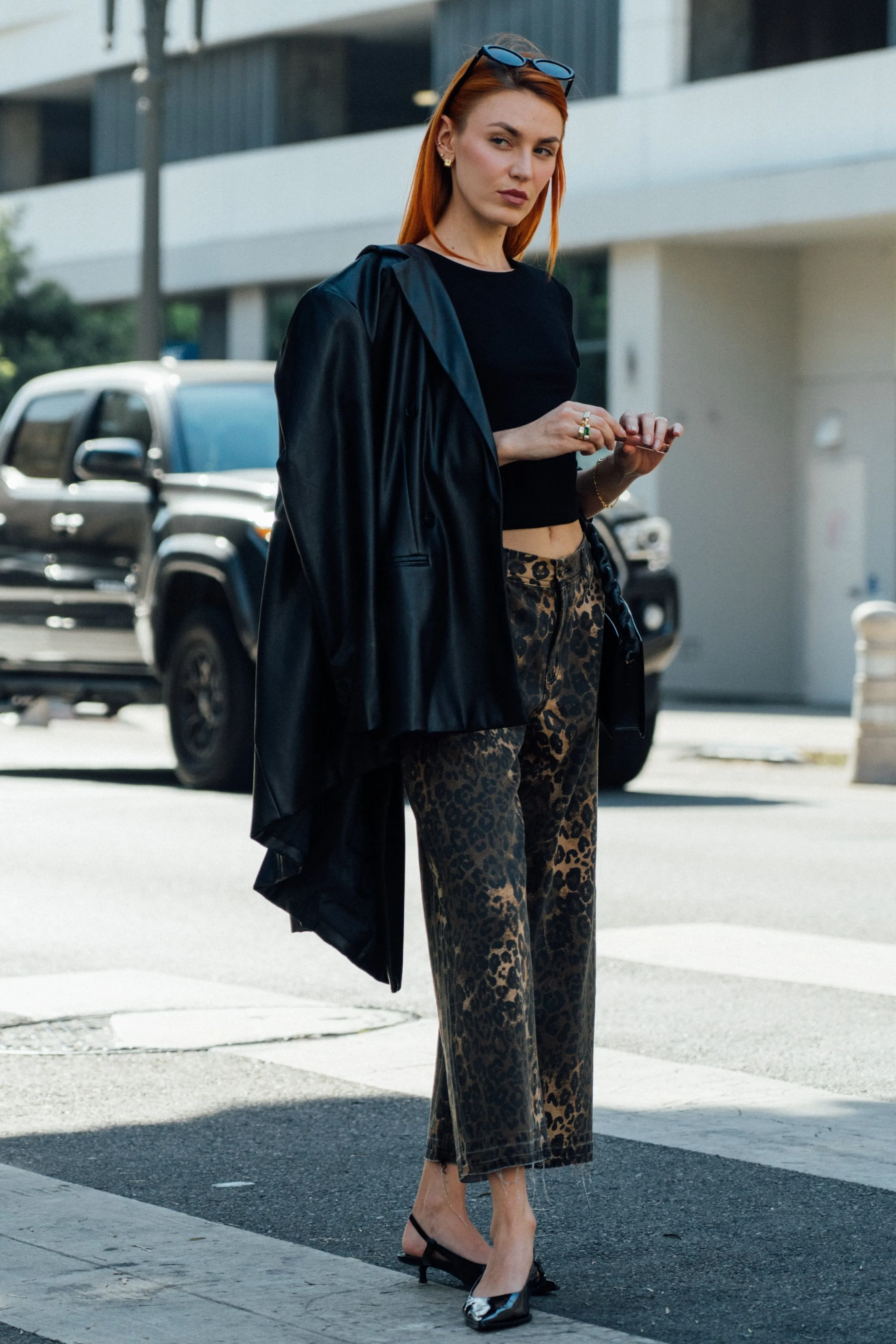 Marina Wide Leg Crop Pants - Brown Leopard