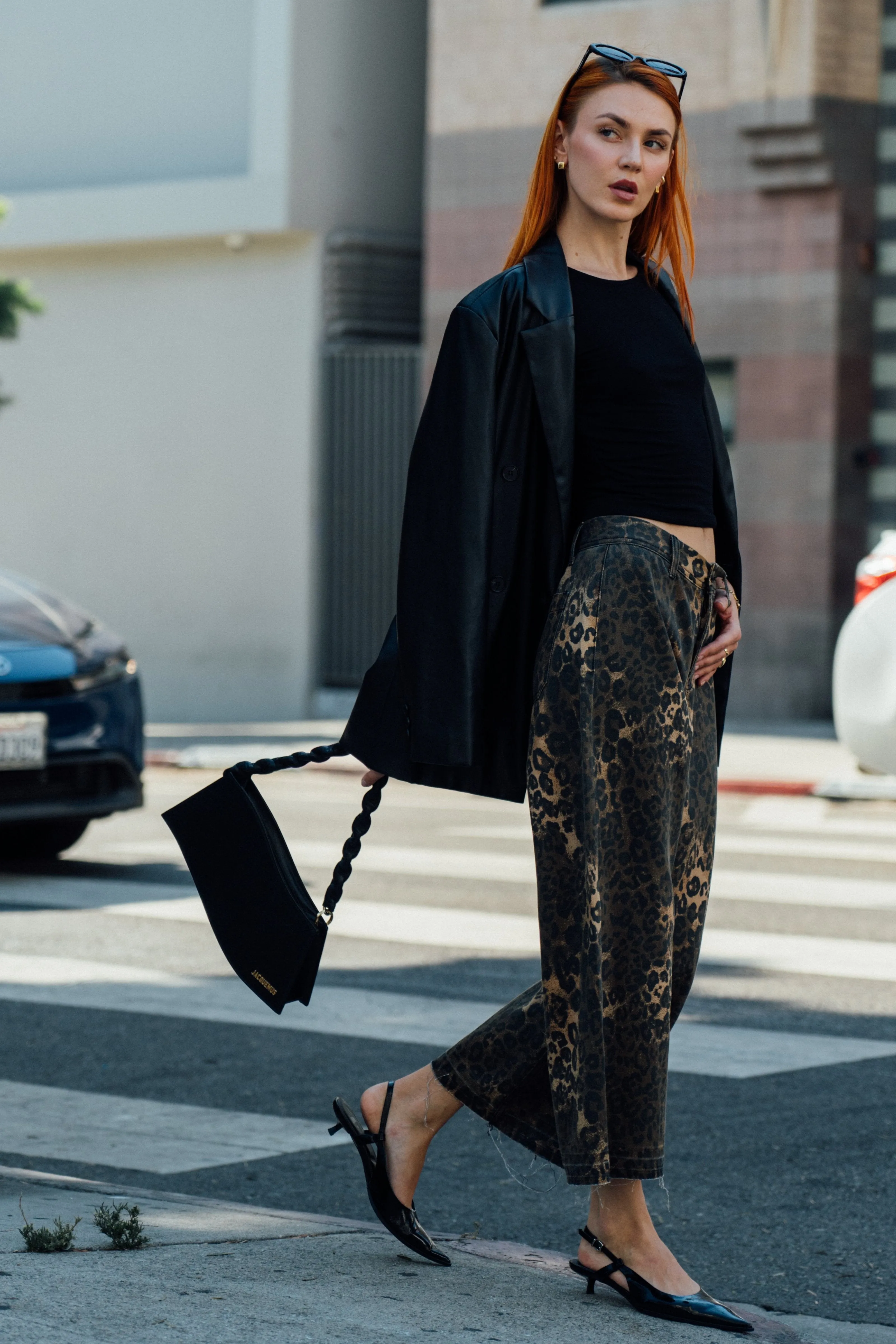 Marina Wide Leg Crop Pants - Brown Leopard