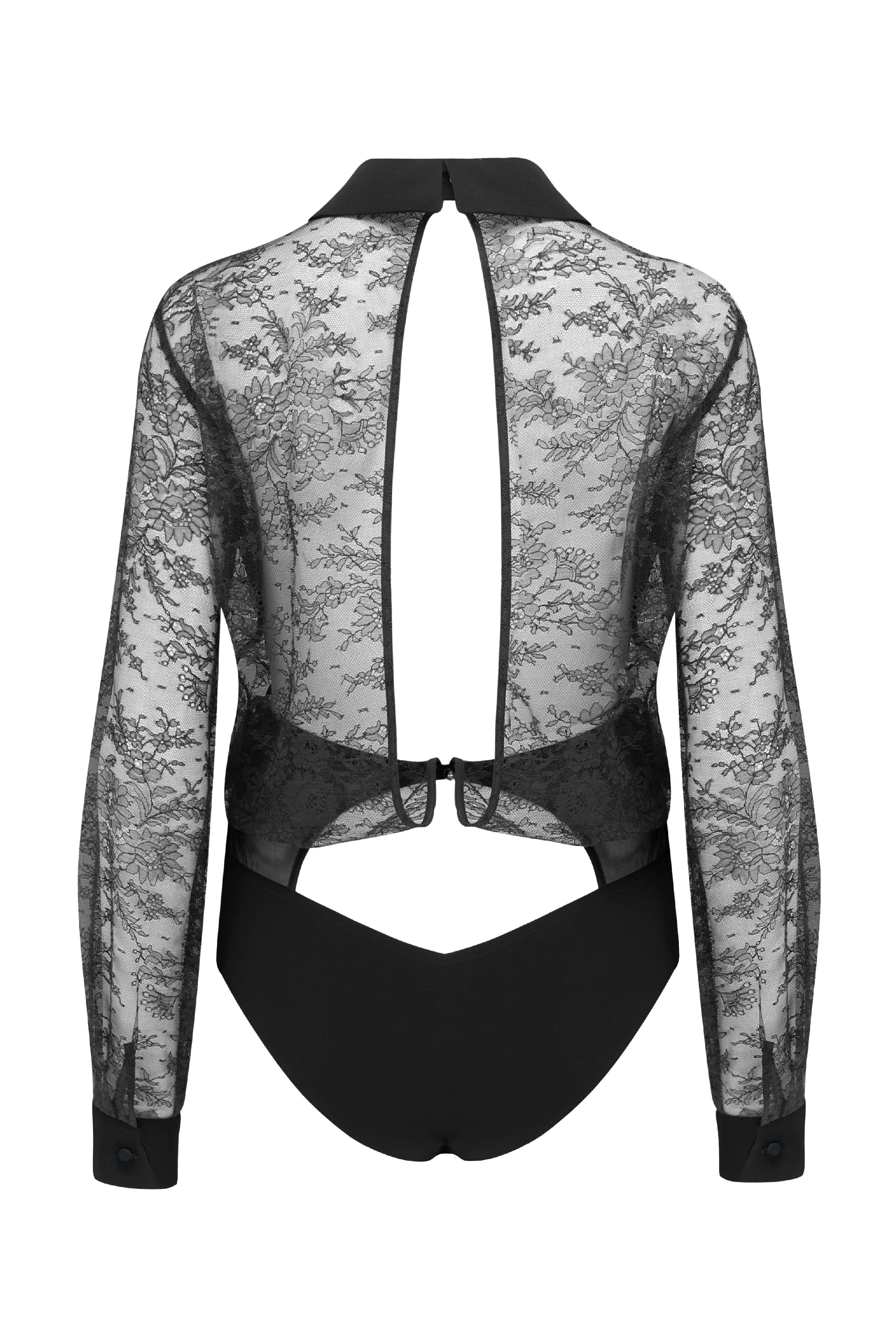 Melania Black Lace Bodysuit Blouse