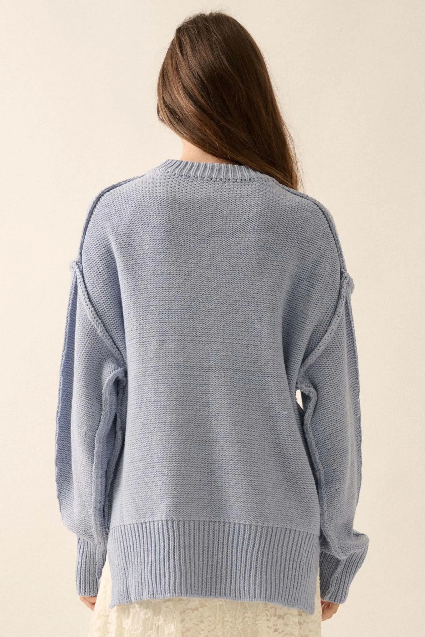 Mellow Mood Exposed-Seam Loose-Fit Sweater