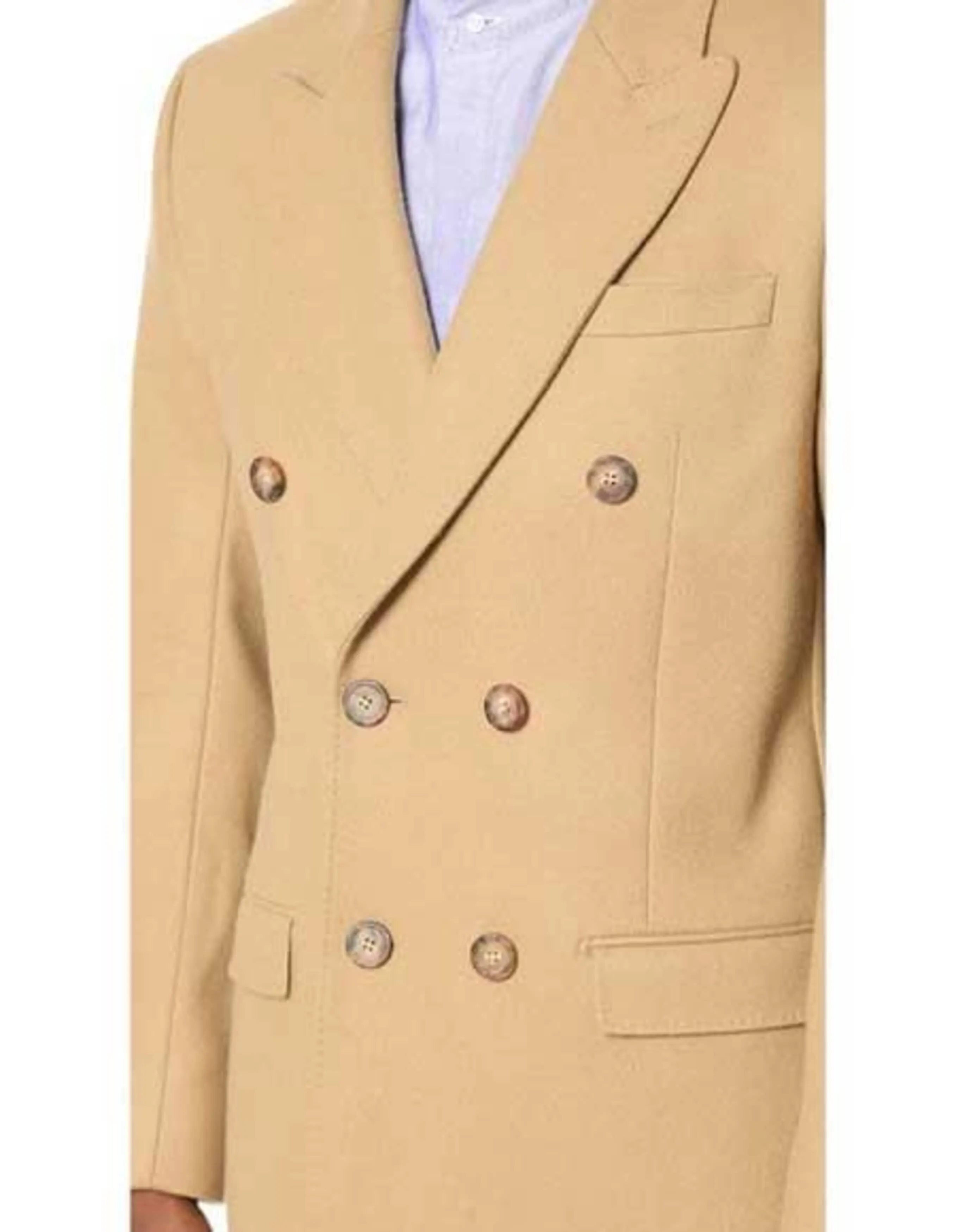 Men's Double Breasted Camel Back Wool Blend Vent Overcoat