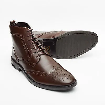 Mens Leather Lace Up Ankle Boots - 313