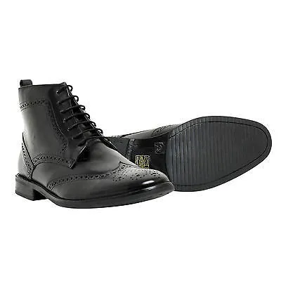 Mens Leather Lace Up Ankle Boots - 313