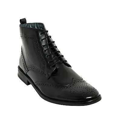 Mens Leather Lace Up Ankle Boots - 313