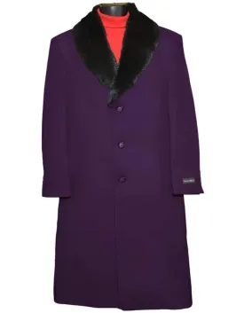 Mens Overcoat - Topcoat For Men - Winter Fabric - Men's Big And Tall Overcoat Long Men's Dress Topcoat - Winter Coat 4XL 5XL 6XL Dark Purple - Three Quarter 34 Inch Length