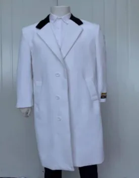 Mens Overcoat - Topcoat For Men - Winter Fabric -Mens Full Length Wool and Cashmere Overcoat - Winter Topcoats - White Coat