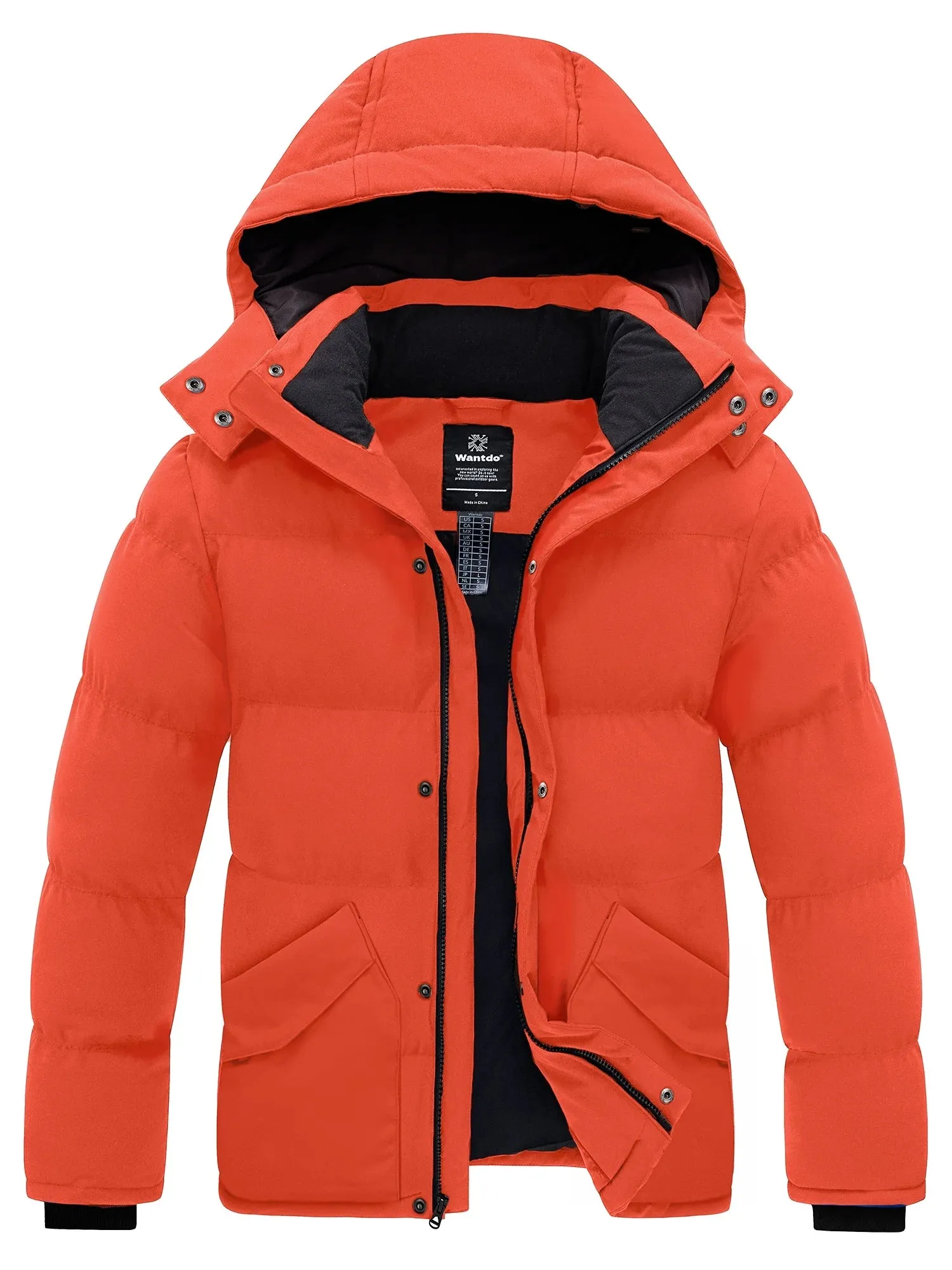 Men'S Puffer Jackets Heavy Winter Jackets Puffy Coat Padded Winter Jackets Orange M