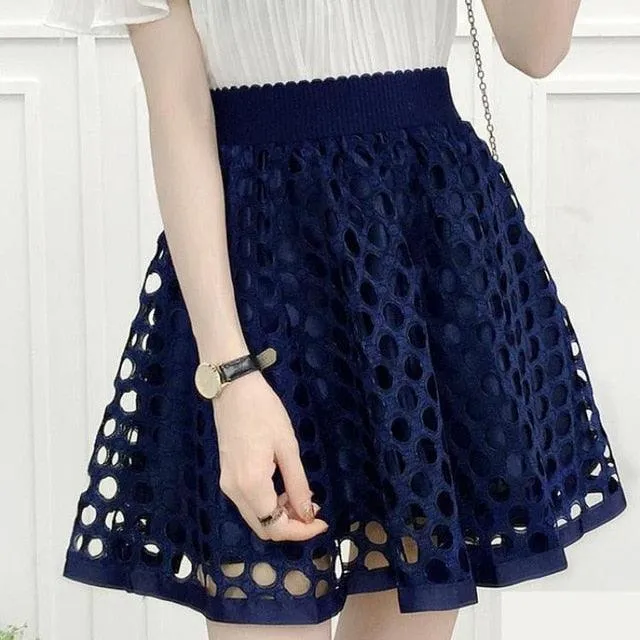 Mesh High Waist Female Mini Puff Skirt