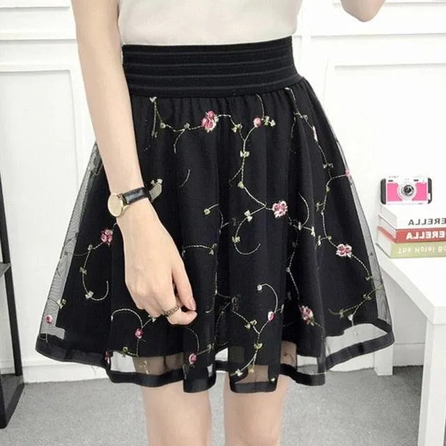 Mesh High Waist Female Mini Puff Skirt