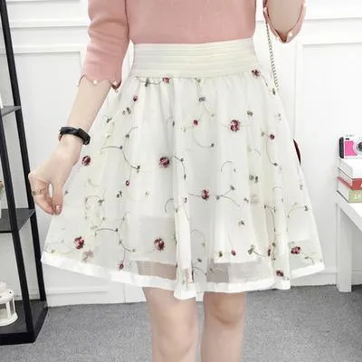 Mesh High Waist Female Mini Puff Skirt