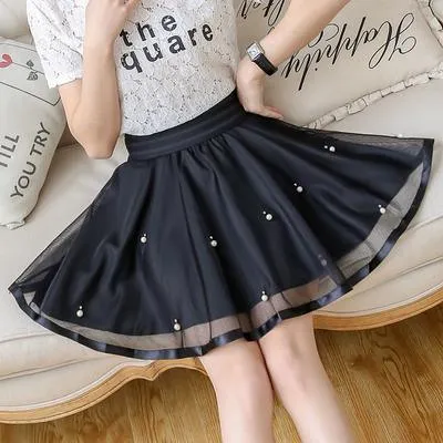 Mesh High Waist Female Mini Puff Skirt