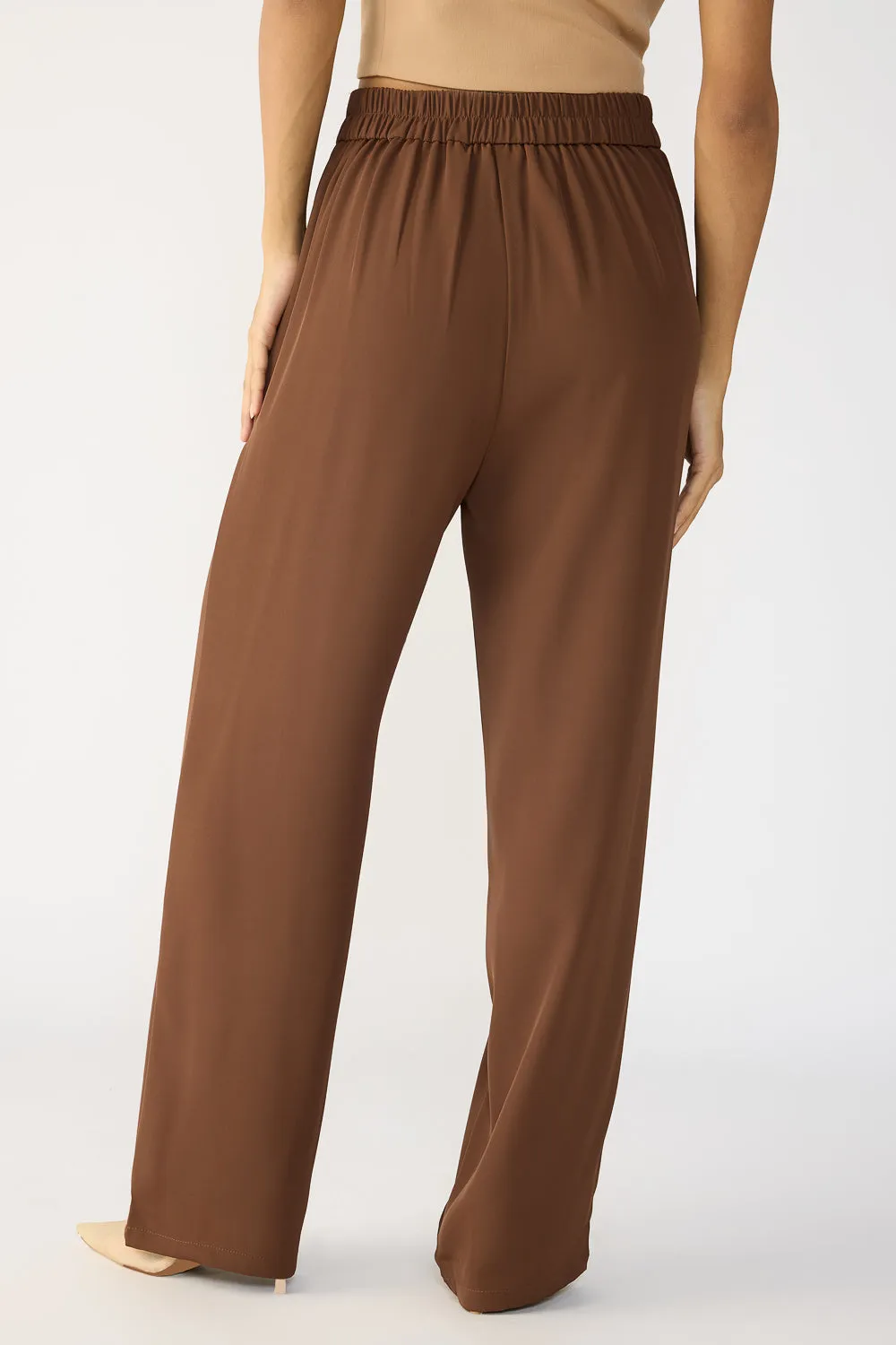 Mocha Brown Knotted Waist Korean Pants