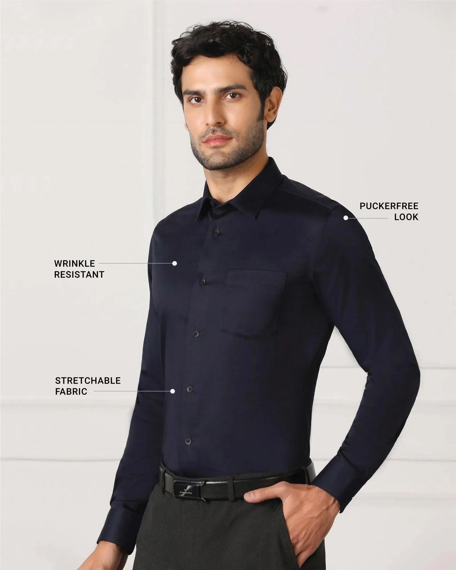 Must Haves Formal Dark Navy Solid Shirt - Sailor