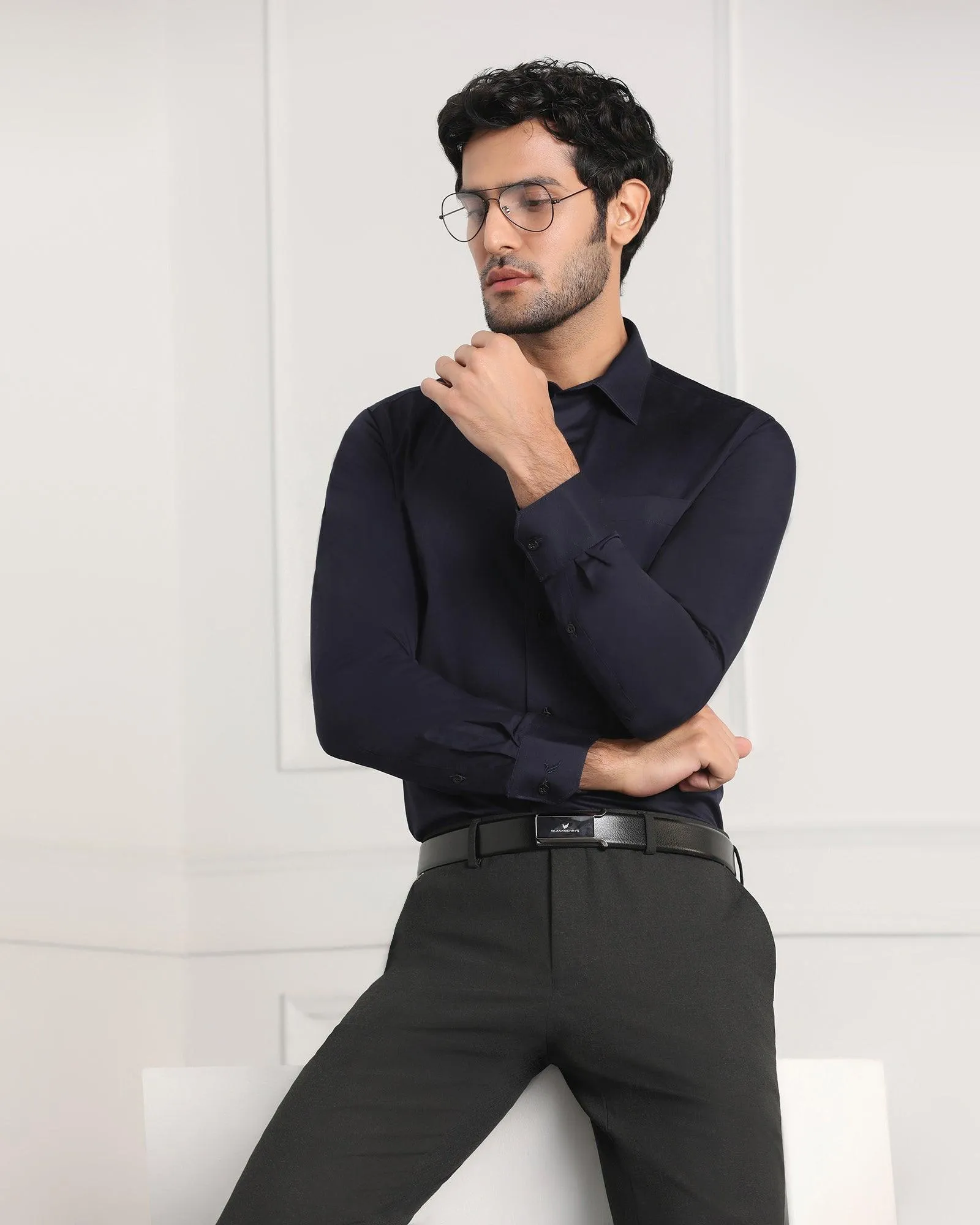 Must Haves Formal Dark Navy Solid Shirt - Sailor