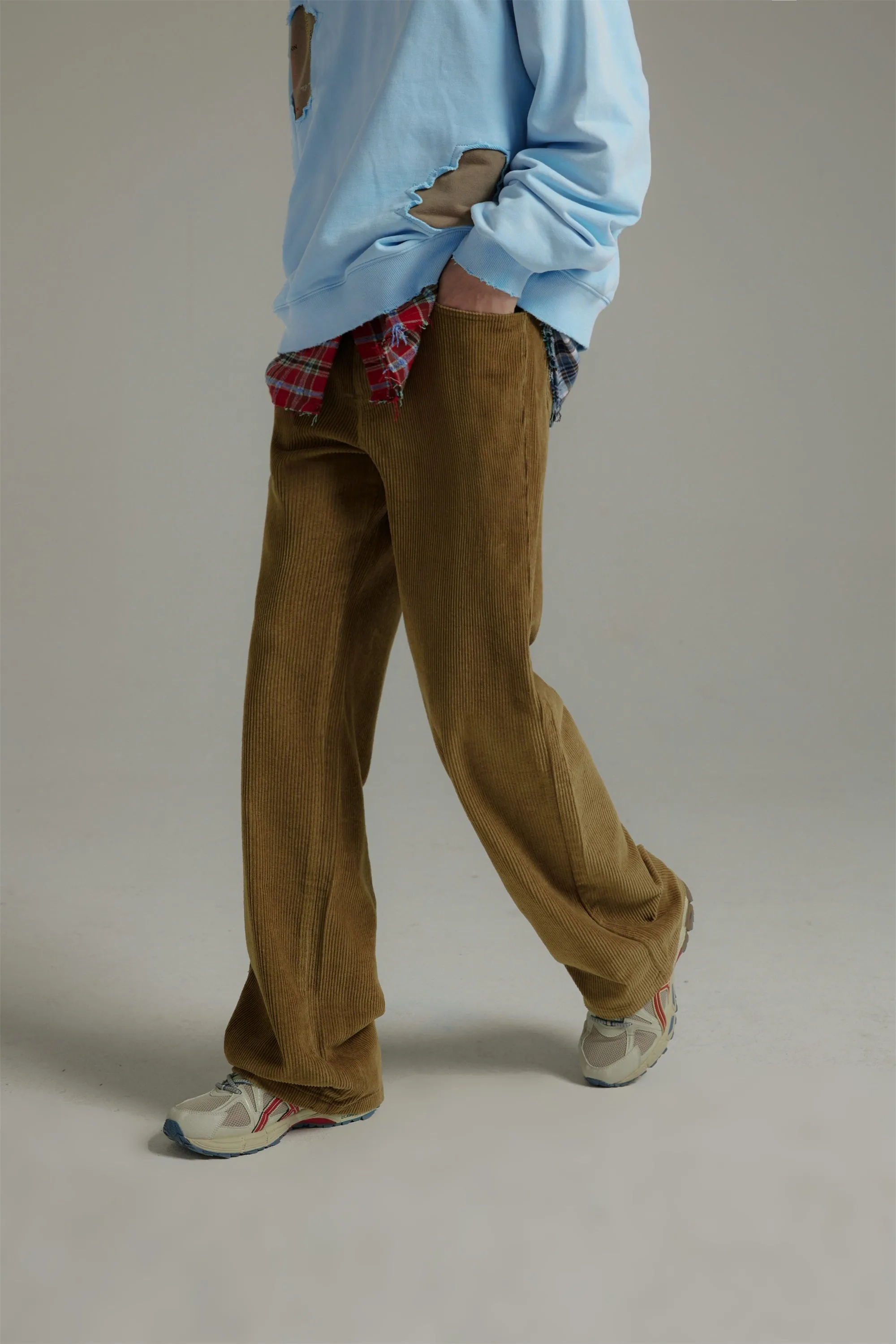 Neutral Corduroy Straight Pants