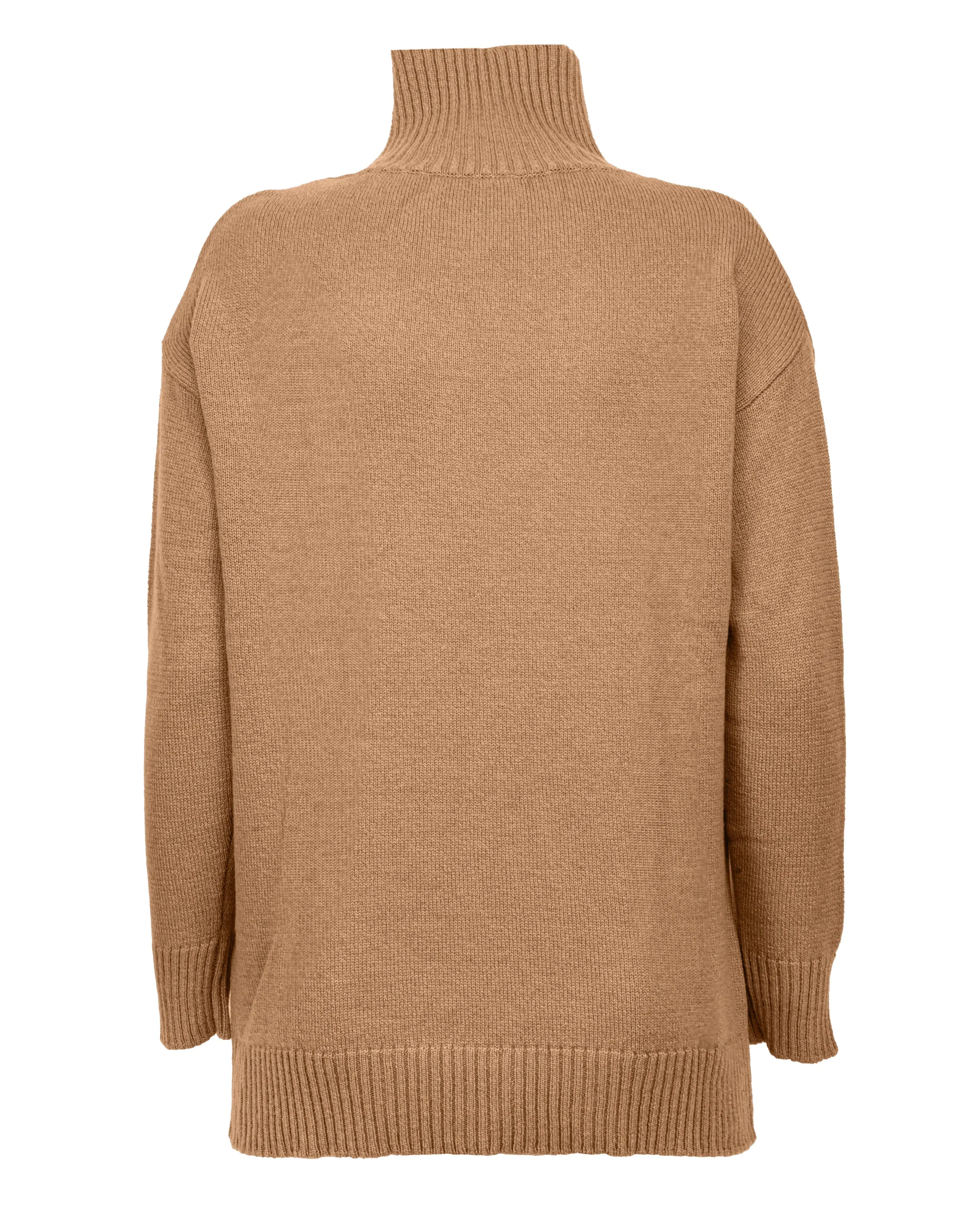 NEW FALL 24 - Women's Wool & Cashmere Funnel Neck Sweater Camel