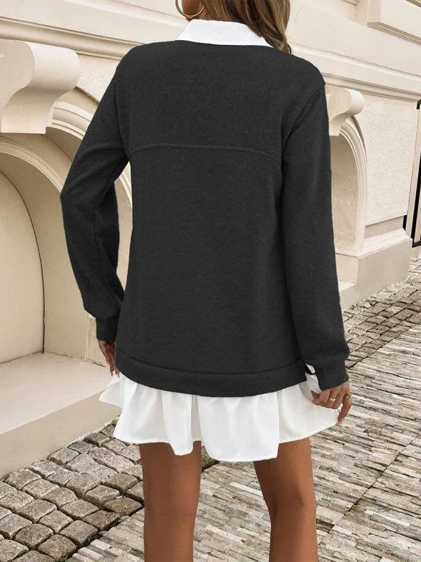 Polo Loose Casual Pocket Sweatshirt Dresses