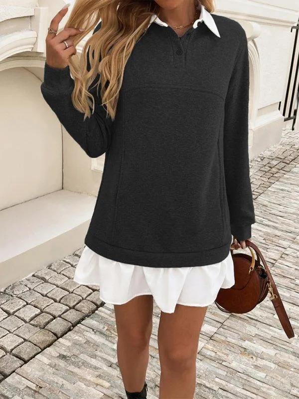 Polo Loose Casual Pocket Sweatshirt Dresses