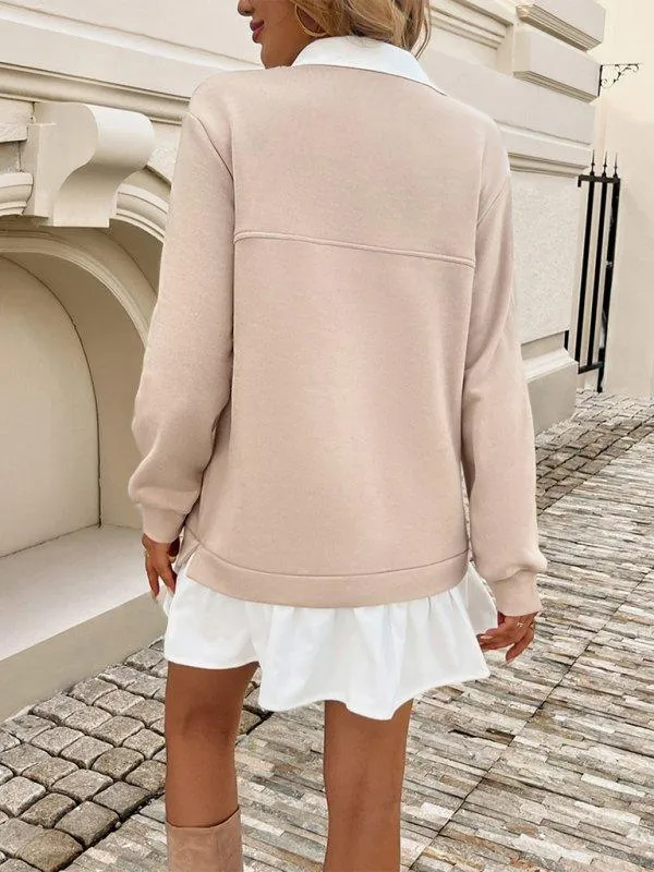 Polo Loose Casual Pocket Sweatshirt Dresses