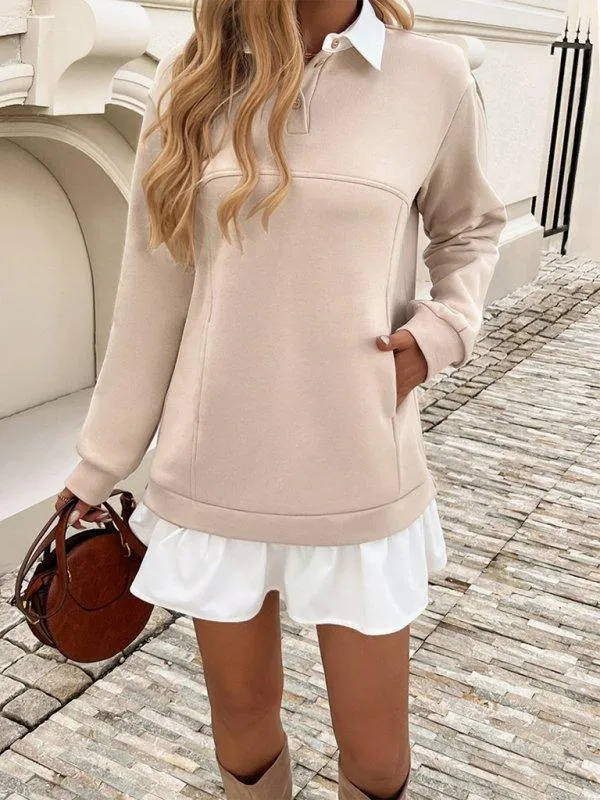 Polo Loose Casual Pocket Sweatshirt Dresses