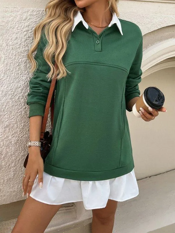 Polo Loose Casual Pocket Sweatshirt Dresses