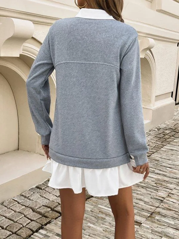 Polo Loose Casual Pocket Sweatshirt Dresses