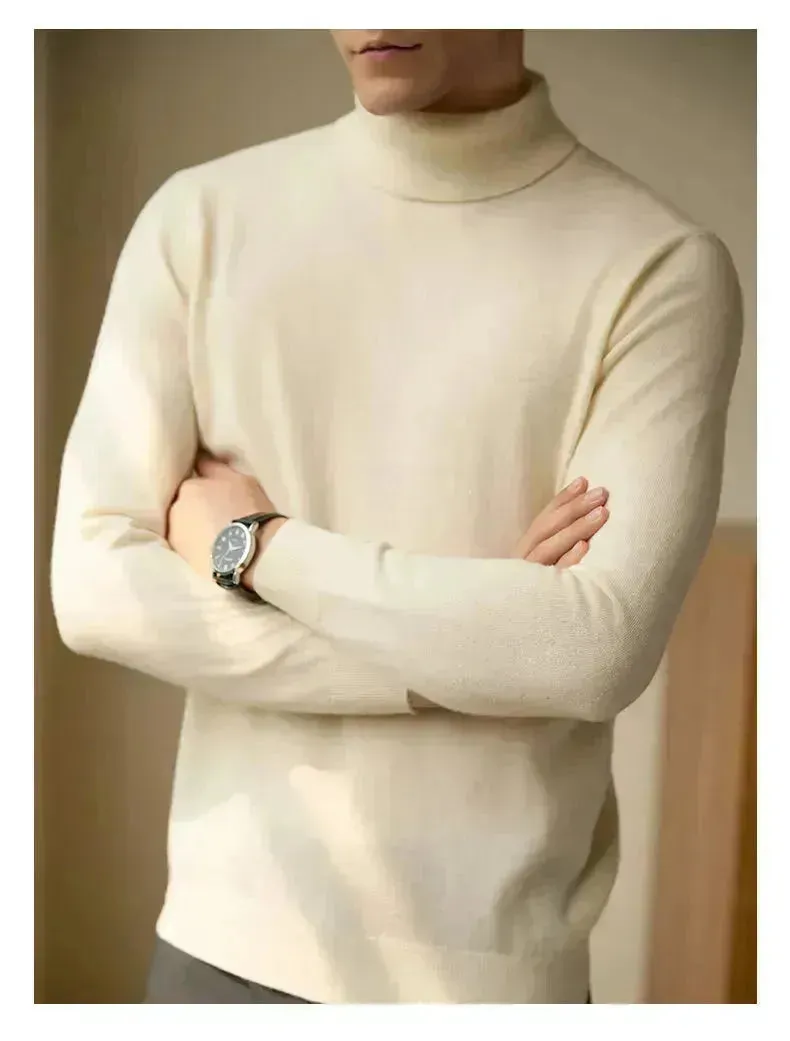 Pure Wool Thermal Slim Fit Turtleneck Sweater for Men