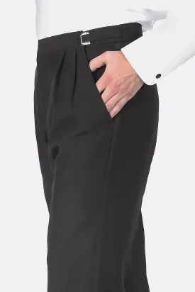 "Jonathan" Black Wool Pleated Tuxedo Pants