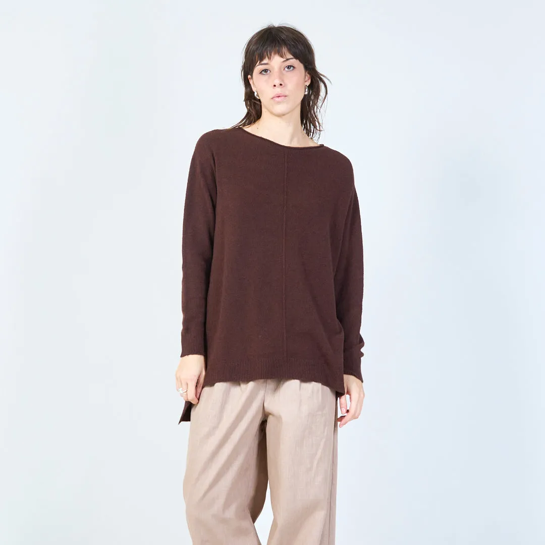 Relaxed fit asymmetrical knit sweater wholesale