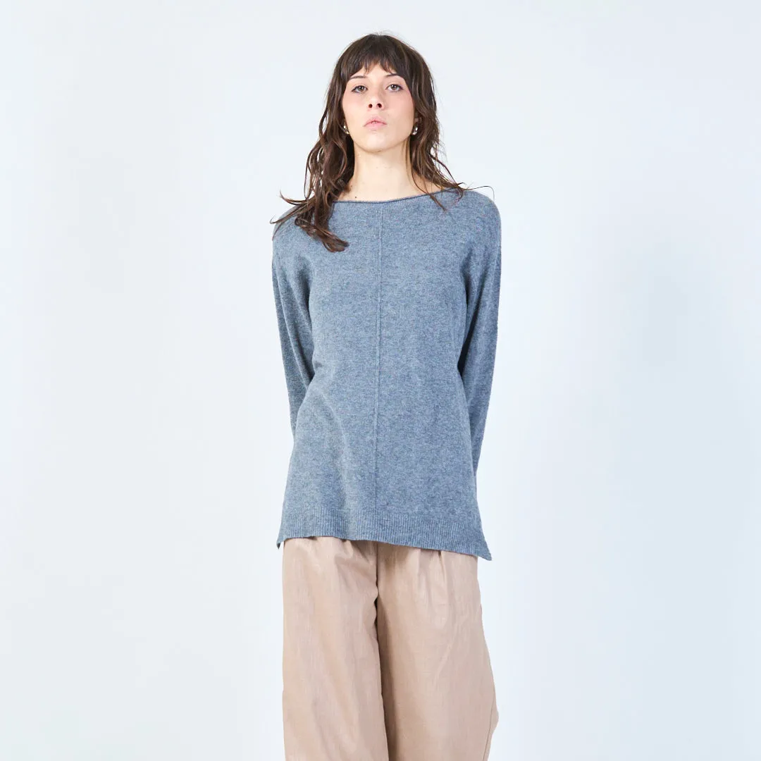 Relaxed fit asymmetrical knit sweater wholesale