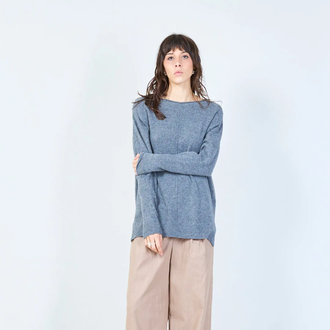 Relaxed fit asymmetrical knit sweater wholesale