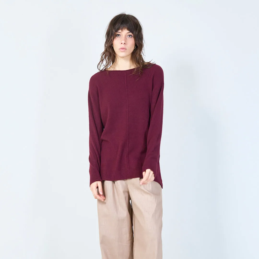 Relaxed fit asymmetrical knit sweater wholesale