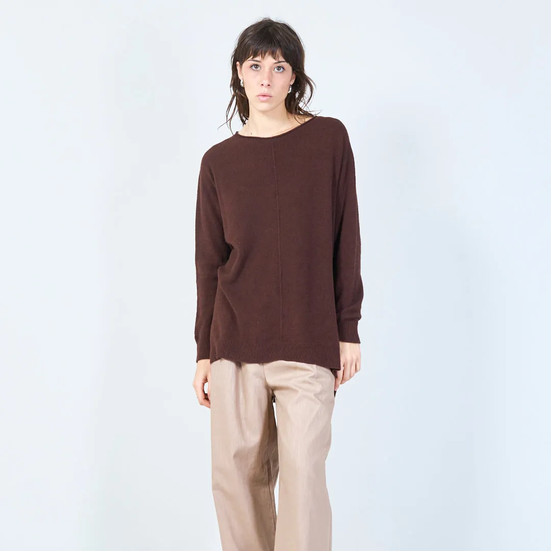 Relaxed fit asymmetrical knit sweater wholesale