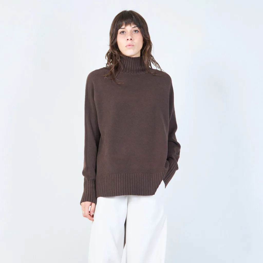 Ribbed turtleneck relaxed sweater wholesale