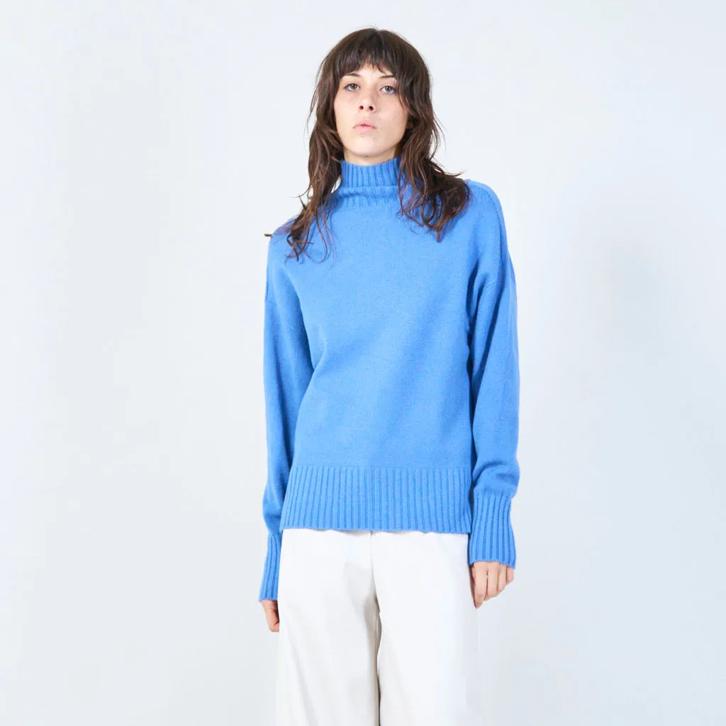 Ribbed turtleneck relaxed sweater wholesale