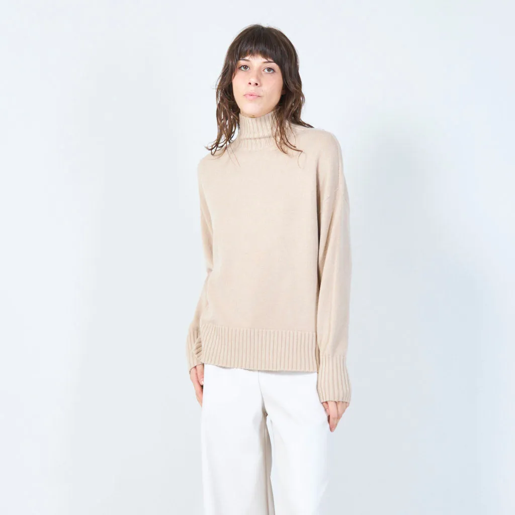 Ribbed turtleneck relaxed sweater wholesale