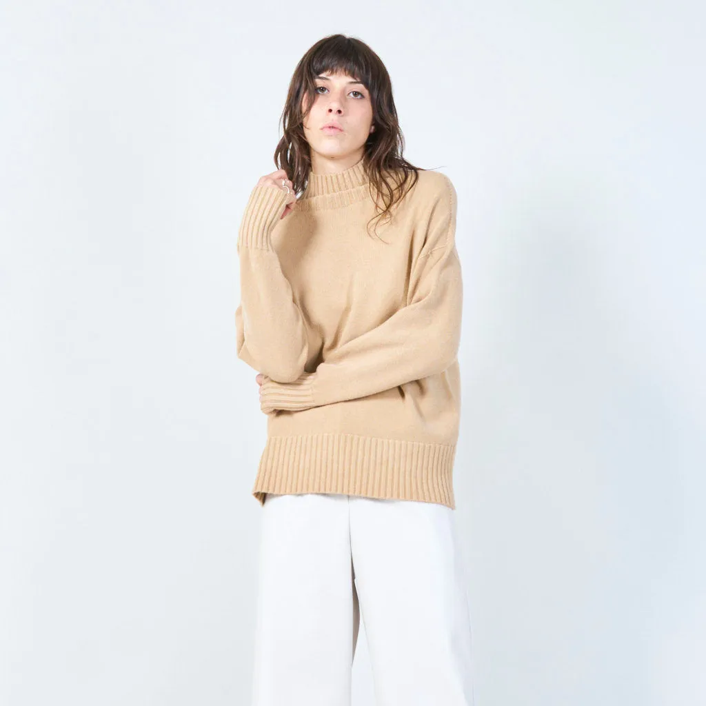 Ribbed turtleneck relaxed sweater wholesale