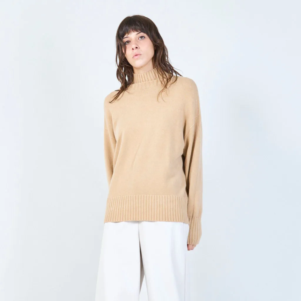 Ribbed turtleneck relaxed sweater wholesale