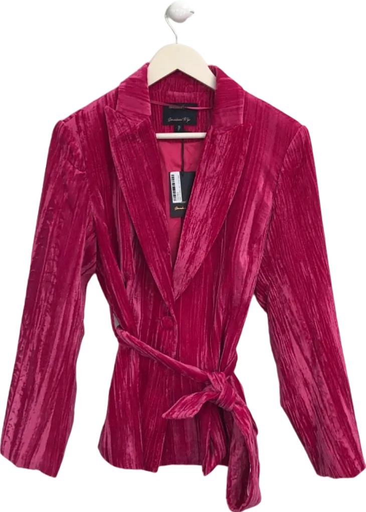 River Island Pink Velvet Blazer UK 10