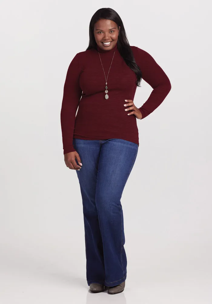 Sage Ribbed Turtleneck - Cranberry Melange