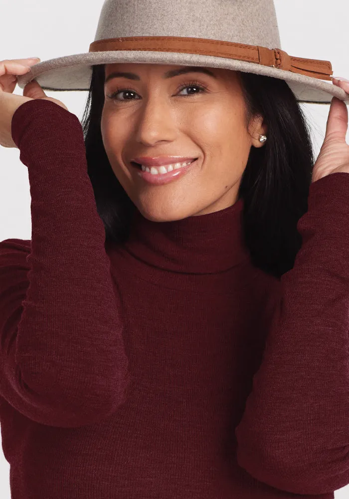 Sage Ribbed Turtleneck - Cranberry Melange